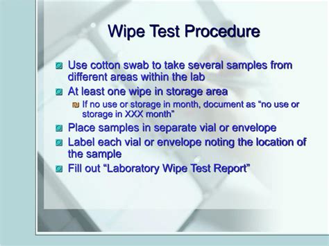 wipe test package|wipe test procedure.